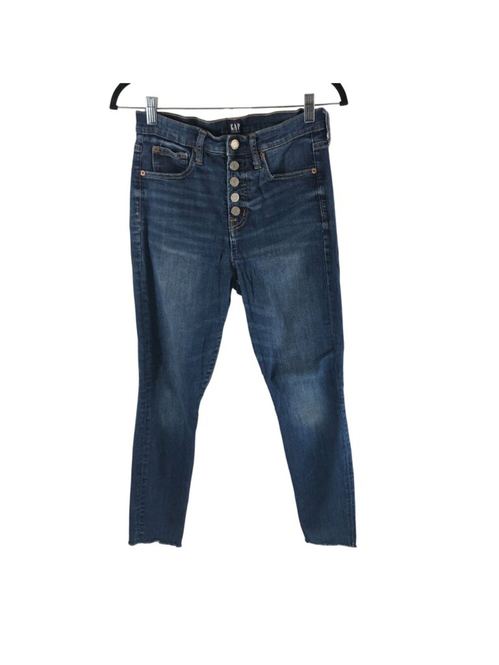 Gap Womens High-Rise Button-Fly Jeans True Skinny Size 8/29 Regular Dark Wash